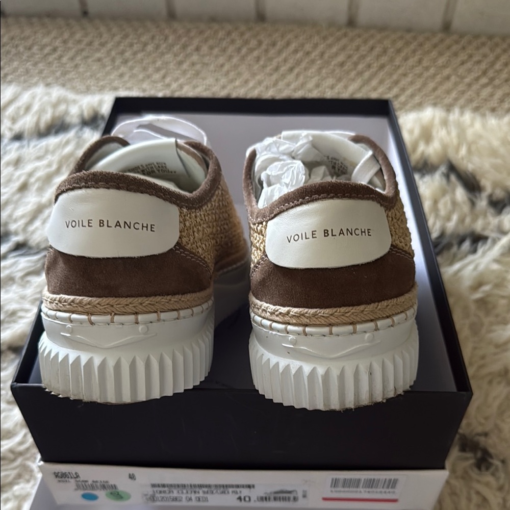 Voile Blanche Cream and Brown Sneakers Suede Low-Top - Picture 6 of 7
